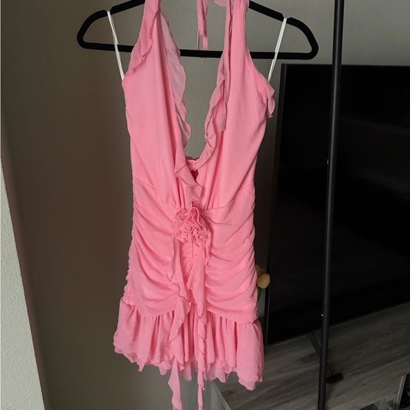 Pink Ruffled Halter Dress - Picture 1 of 2